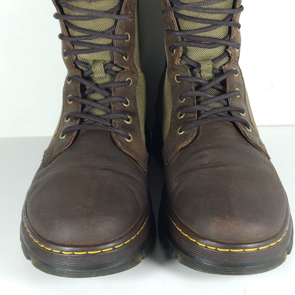 Dr. Martens Combs II Men's US11 Brown Leather Canvas Lace-Up Combat Boots - Picture 4 of 14